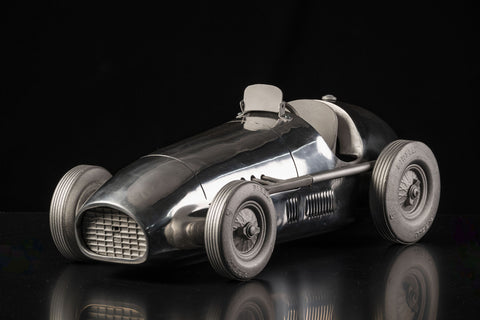 Scale model of the Ferrari 500 F2 polished aluminum