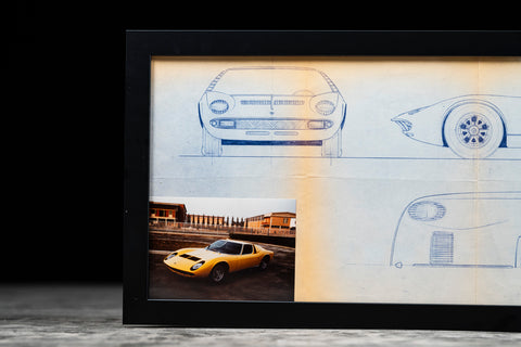 Original 1966 Lamborghini Miura drawing by Bertone