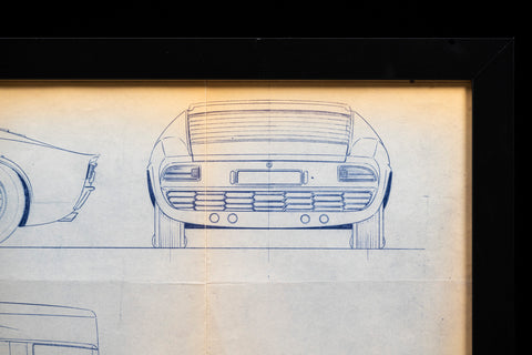 Original 1966 Lamborghini Miura drawing by Bertone