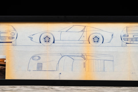 Original 1966 Lamborghini Miura drawing by Bertone